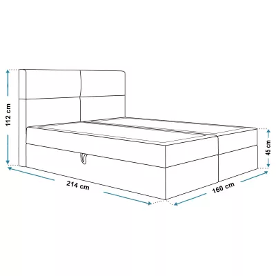 Boxspringová manželská posteľ CARLA 1 - 160x200, čierna + topper