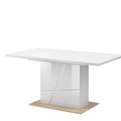 Rozkladací jedálenský stôl FABRICIA - biely / dub riviéra