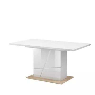 Rozkladací jedálenský stôl FABRICIA - biely / dub riviéra