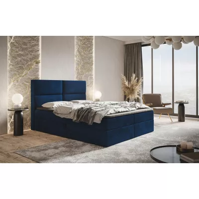 Boxspringová manželská posteľ CARLA 1 - 140x200, tmavo modrá