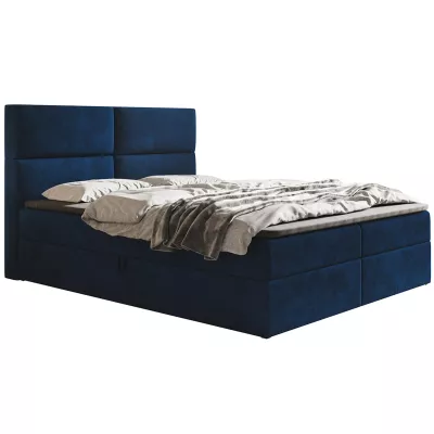 Boxspringová manželská posteľ CARLA 1 - 180x200, tmavo modrá + topper