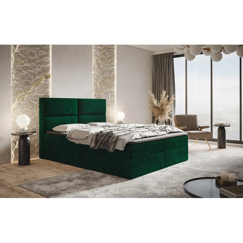 Boxspringová jednolôžková posteľ CARLA 1 - 120x200, zelená + topper