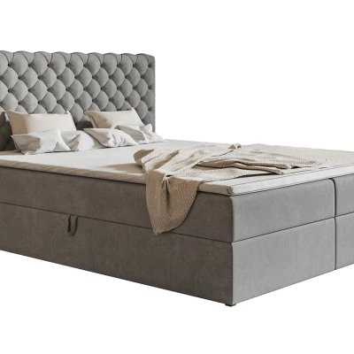 Boxspringová manželská posteľ BRUNA 1 - 160x200, svetlo šedá + topper