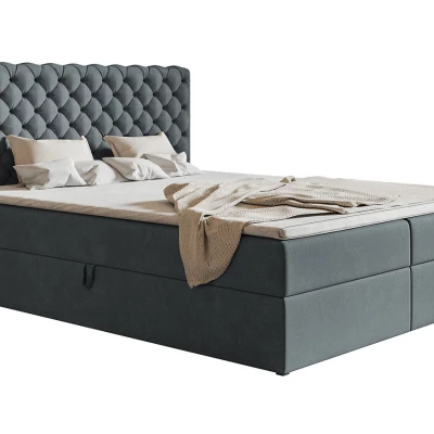 Boxspringová manželská posteľ BRUNA 1 - 160x200, šedá + topper