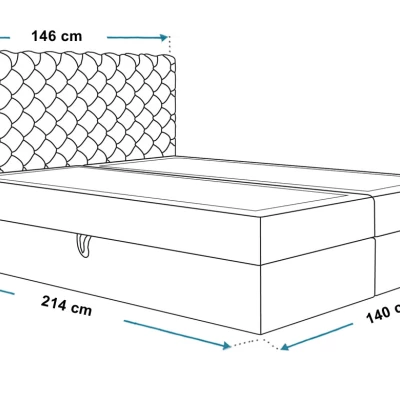 Boxspringová manželská posteľ BRUNA 2 - 140x200, šedá