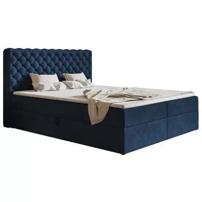 Boxspringová jednolôžková posteľ BRUNA 1 - 120x200, tmavo modrá + topper