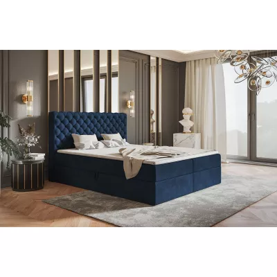 Boxspringová manželská posteľ BRUNA 1 - 160x200, tmavo modrá