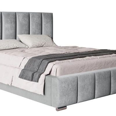 Čalúnená manželská posteľ LORAIN - 140x200, svetlo šedá