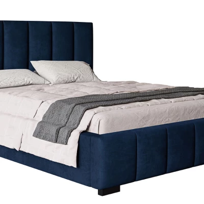 Čalúnená manželská posteľ LORAIN - 140x200, tmavo modrá