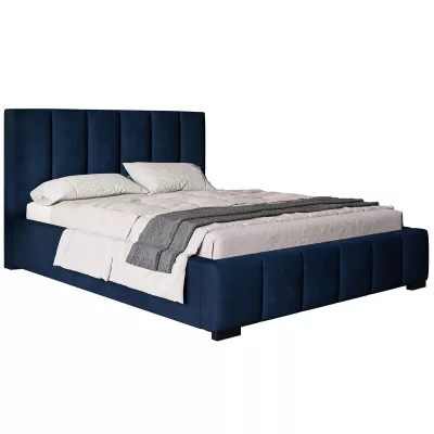 Čalúnená manželská posteľ LORAIN - 140x200, tmavo modrá