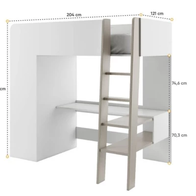 Multifunkčná detská poschodová posteľ MILIA - 90x200, congo / biela