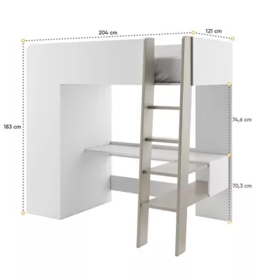 Multifunkčná detská poschodová posteľ MILIA - 90x200, congo / biela