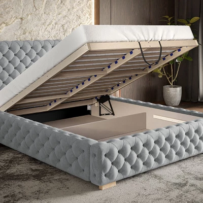 Čalúnená jednolôžková posteľ MARILOU - 90x200, šedá