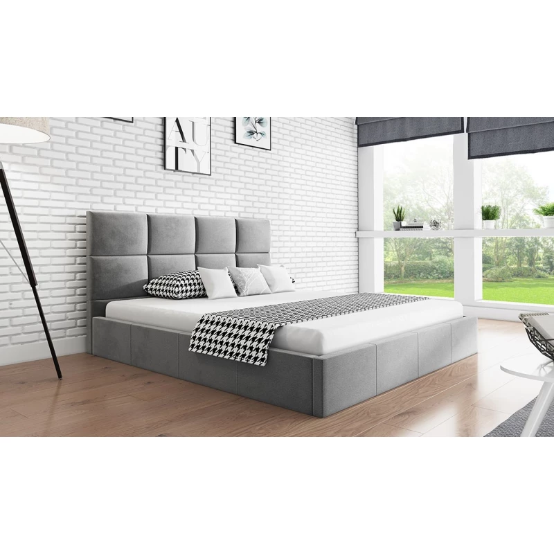 Čalúnená manželská posteľ CAROLE - 180x200, svetlo šedá