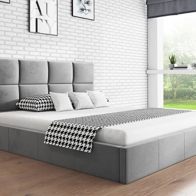 Čalúnená manželská posteľ CAROLE - 160x200, svetlo šedá
