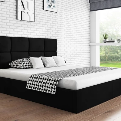 Čalúnená manželská posteľ CAROLE - 180x200, čierna