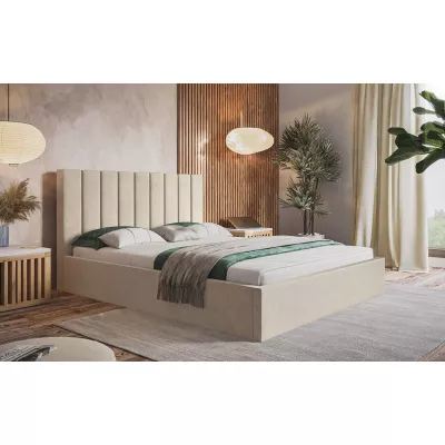 Čalúnená manželská posteľ LEORA - 180x200, svetlo béžová