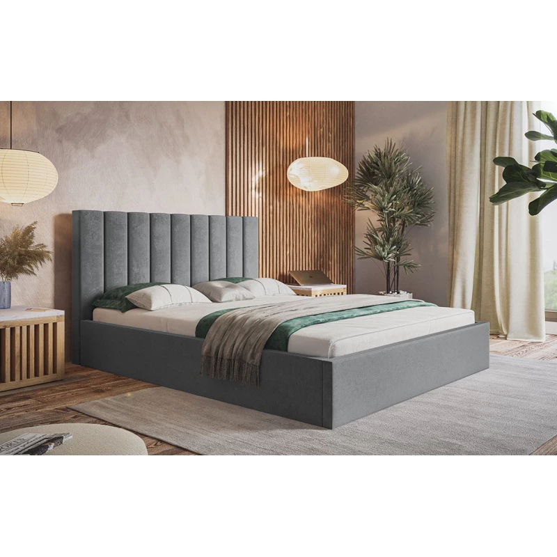 Čalúnená manželská posteľ LEORA - 180x200, svetlo šedá