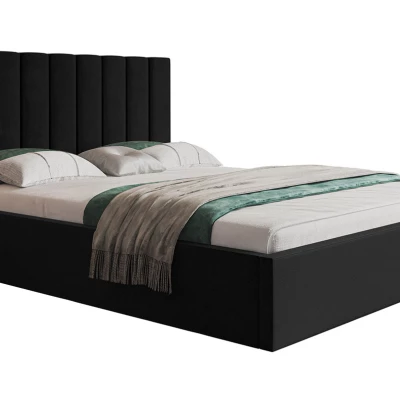 Čalúnená manželská posteľ LEORA - 180x200, čierna