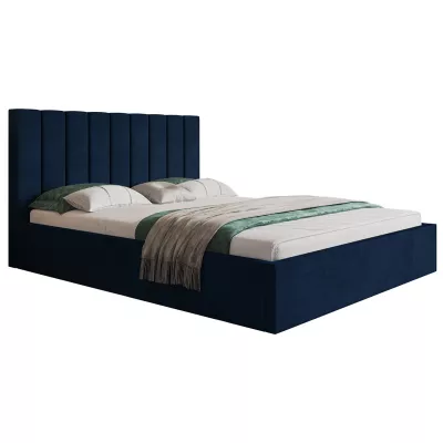 Čalúnená manželská posteľ LEORA - 160x200, tmavo modrá