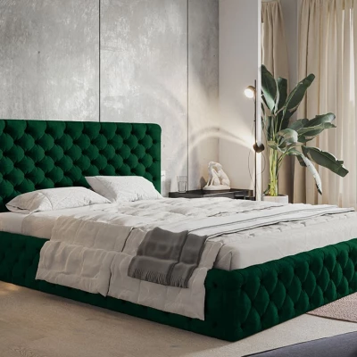 Čalúnená manželská posteľ KESIA - 160x200, zelená