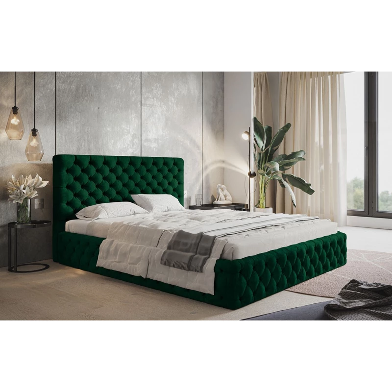Čalúnená manželská posteľ KESIA - 140x200, zelená