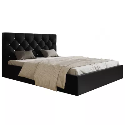 Čalúnená manželská posteľ HANELE - 160x200, čierna