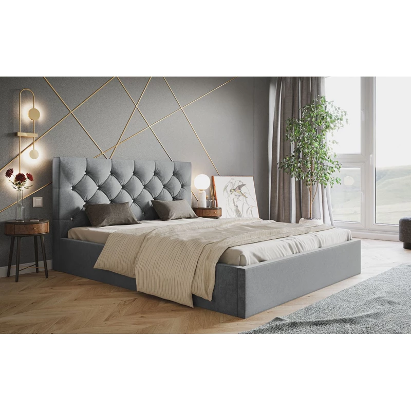 Čalúnená manželská posteľ HANELE - 160x200, svetlo šedá