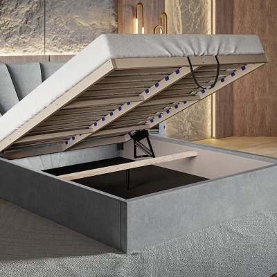 Čalúnená manželská posteľ GITEL - 140x200, šedá