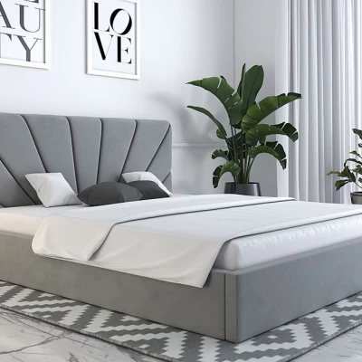 Čalúnená manželská posteľ GITEL - 140x200, svetlo šedá