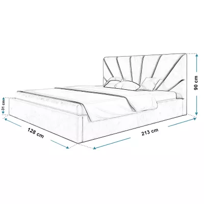 Čalúnená jednolôžková posteľ GITEL - 120x200, svetlo šedá