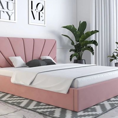 Čalúnená manželská posteľ GITEL - 140x200, ružová