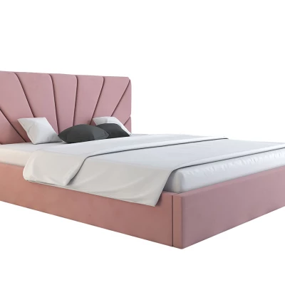 Čalúnená manželská posteľ GITEL - 140x200, ružová