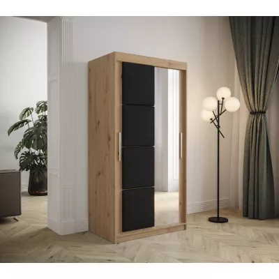 Šatníková skriňa s posuvnými dverami 100 cm TALIA - dub artisan / čierna