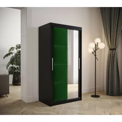 Šatníková skriňa s posuvnými dverami 100 cm TALIA - čierna / zelená