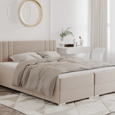 Manželská posteľ AGNETA 1 - 180x200, béžová + topper