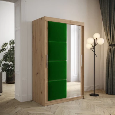 Šatníková skriňa s posuvnými dverami 120 cm TALIA - dub artisan / zelená