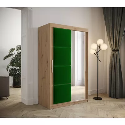 Šatníková skriňa s posuvnými dverami 120 cm TALIA - dub artisan / zelená