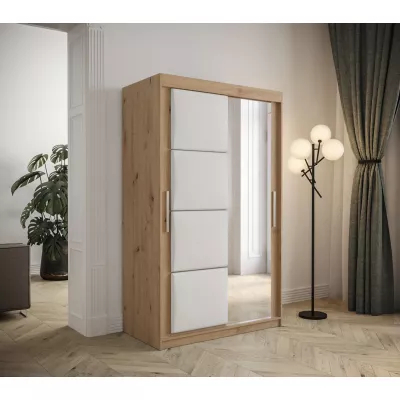 Šatníková skriňa s posuvnými dverami 120 cm TALIA - dub artisan / biela
