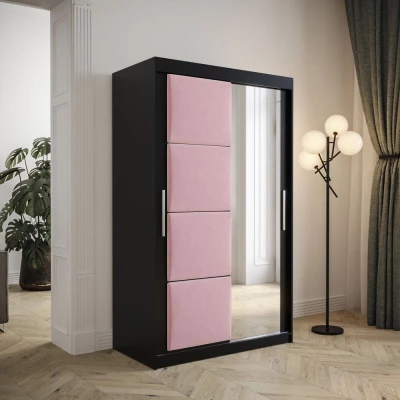 Šatníková skriňa s posuvnými dverami 120 cm TALIA - čierna / ružová