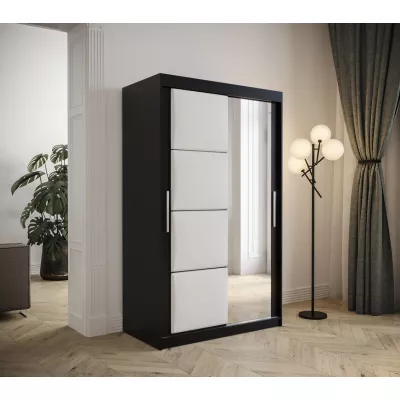 Šatníková skriňa s posuvnými dverami 120 cm TALIA - čierna / biela