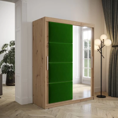 Šatníková skriňa s posuvnými dverami 150 cm TALIA - dub artisan / zelená