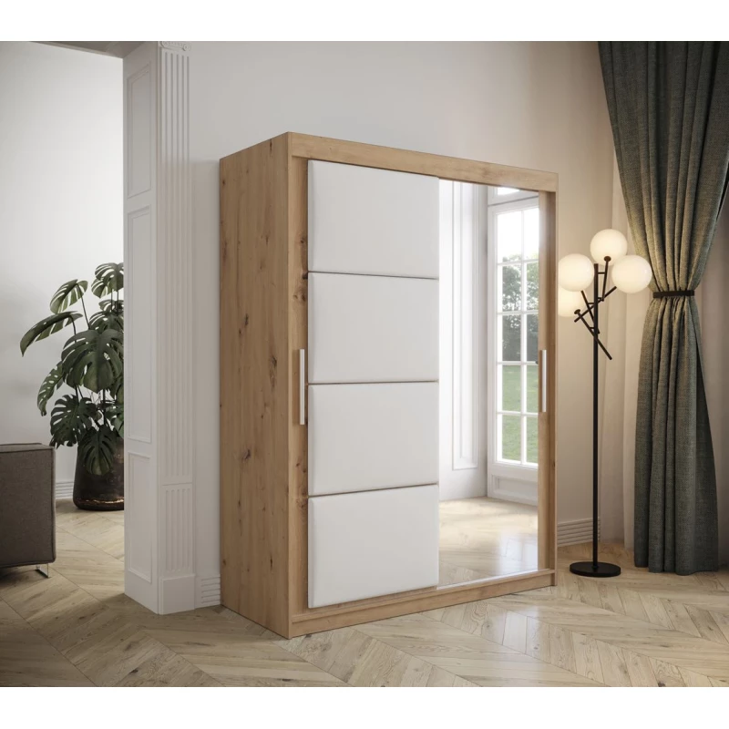 Šatníková skriňa s posuvnými dverami 150 cm TALIA - dub artisan / biela