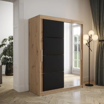 Šatníková skriňa s posuvnými dverami 150 cm TALIA - dub artisan / čierna