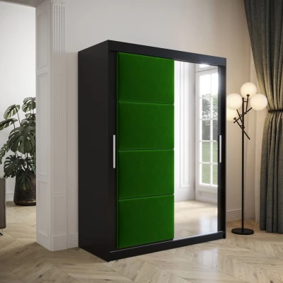 Šatníková skriňa s posuvnými dverami 150 cm TALIA - čierna / zelená