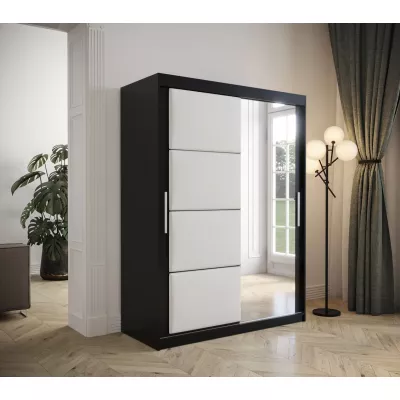 Šatníková skriňa s posuvnými dverami 150 cm TALIA - čierna / biela