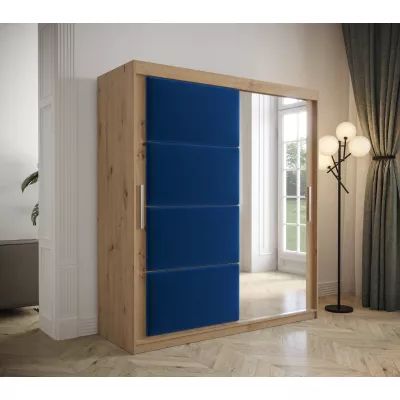 Šatníková skriňa s posuvnými dverami 180 cm TALIA - dub artisan / modrá