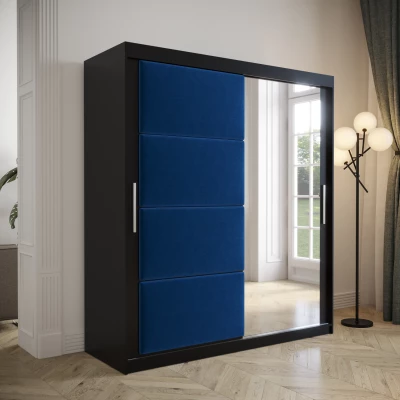 Šatníková skriňa s posuvnými dverami 180 cm TALIA - čierna / modrá