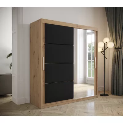 Šatníková skriňa s posuvnými dverami 200 cm TALIA - dub artisan / čierna