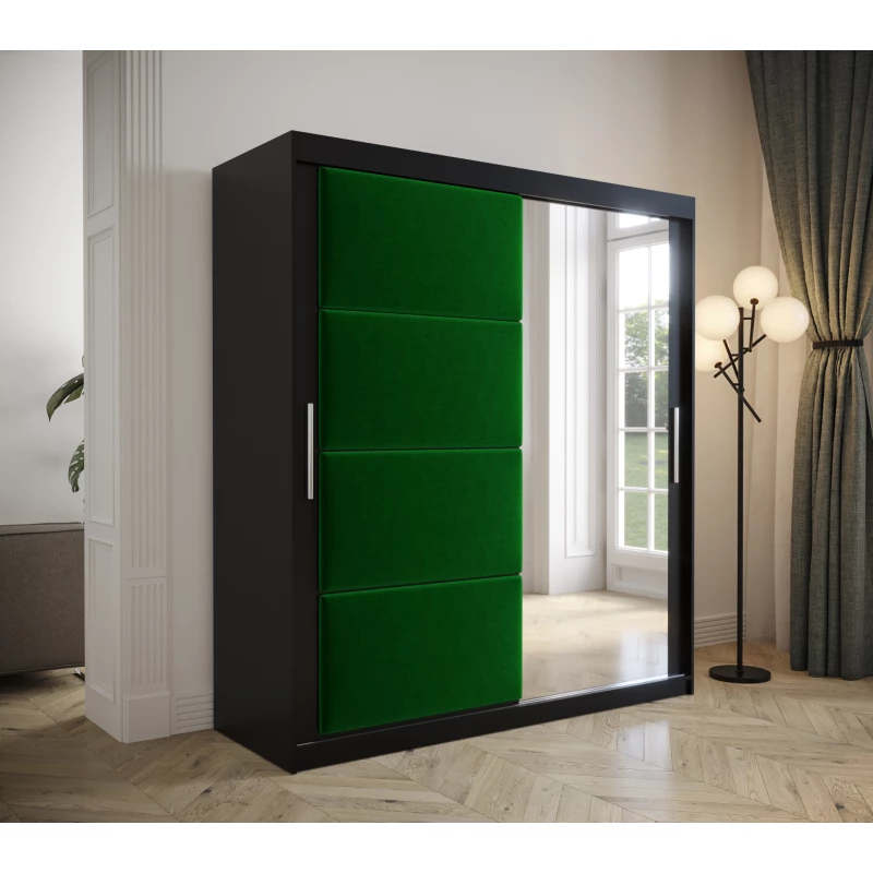 Šatníková skriňa s posuvnými dverami 200 cm TALIA - čierna / zelená